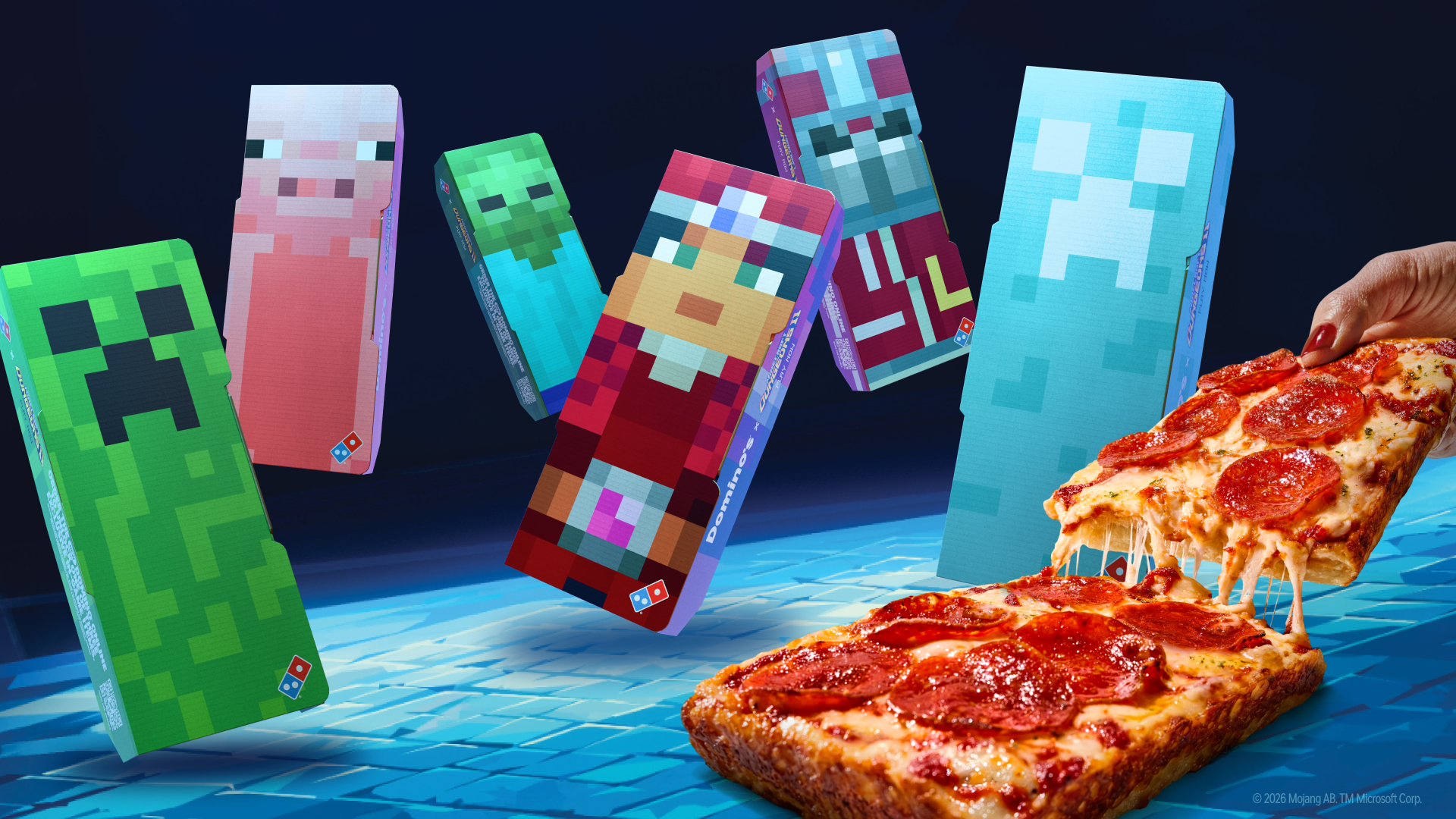 Minecraft and Domino’s team up for block-shaped pizza, in-game freebies