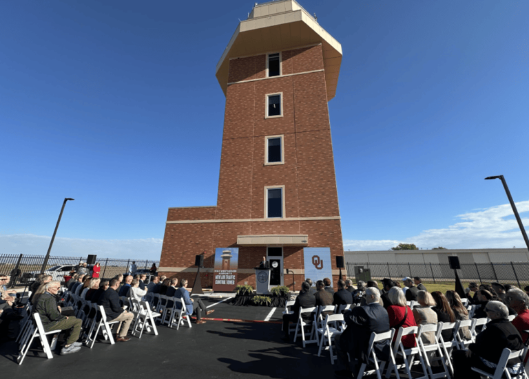 Officials cut the ribbon for Max Westheimer’s new air traffic control tower