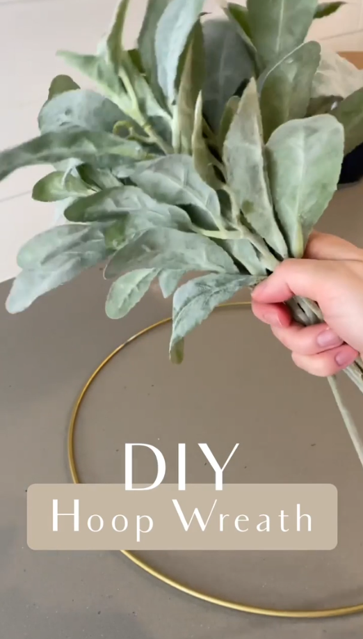 DIY hoop wreath for elegant and simple home decor