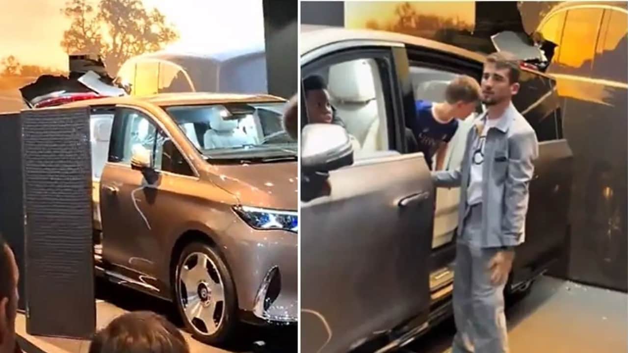 Watch: Child crashes Mercedes-Benz VLE into wall at Paris Motor Show