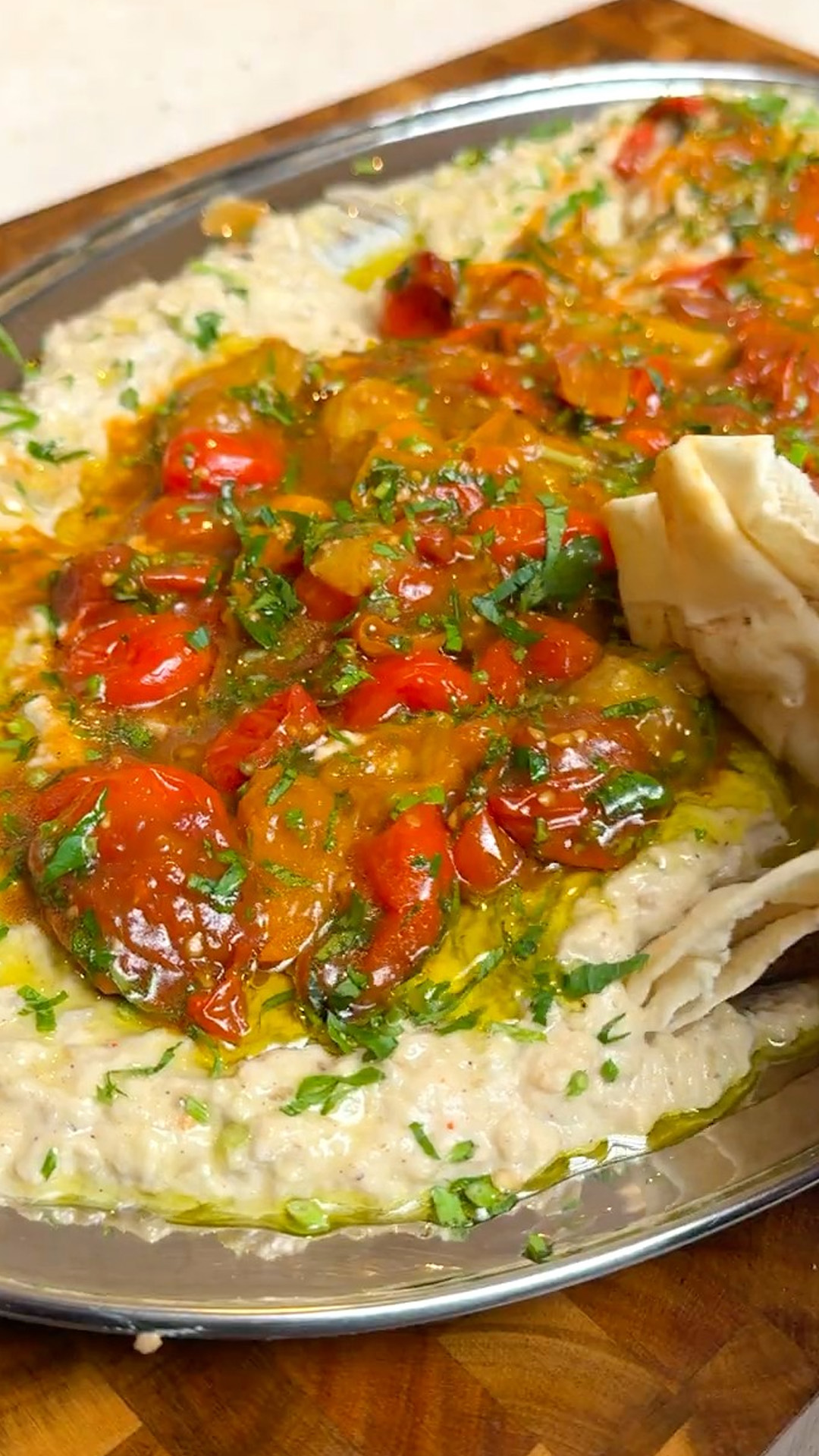 Creamy roasted eggplant dip without a blender