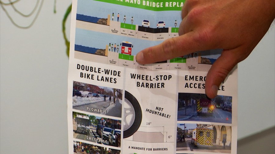 Cycling advocates looking for wider bike lanes in proposed Mayo Bridge replacement