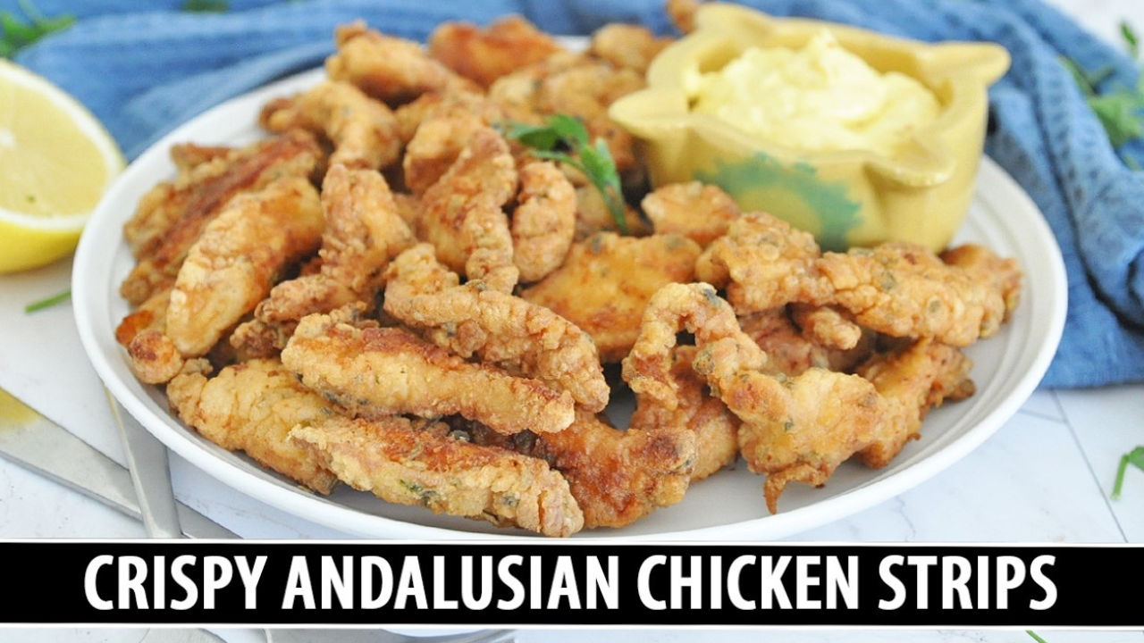 Crispy Andalusian chicken strips with traditional Spanish flavor