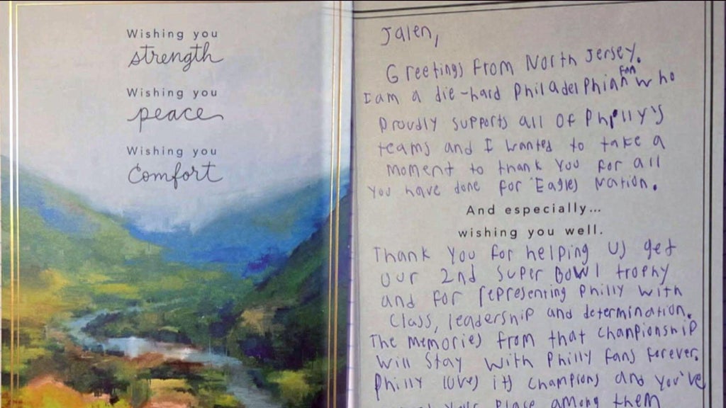 Eagles fans flood Jalen Hurts with letters of support after blood clots diagnosis