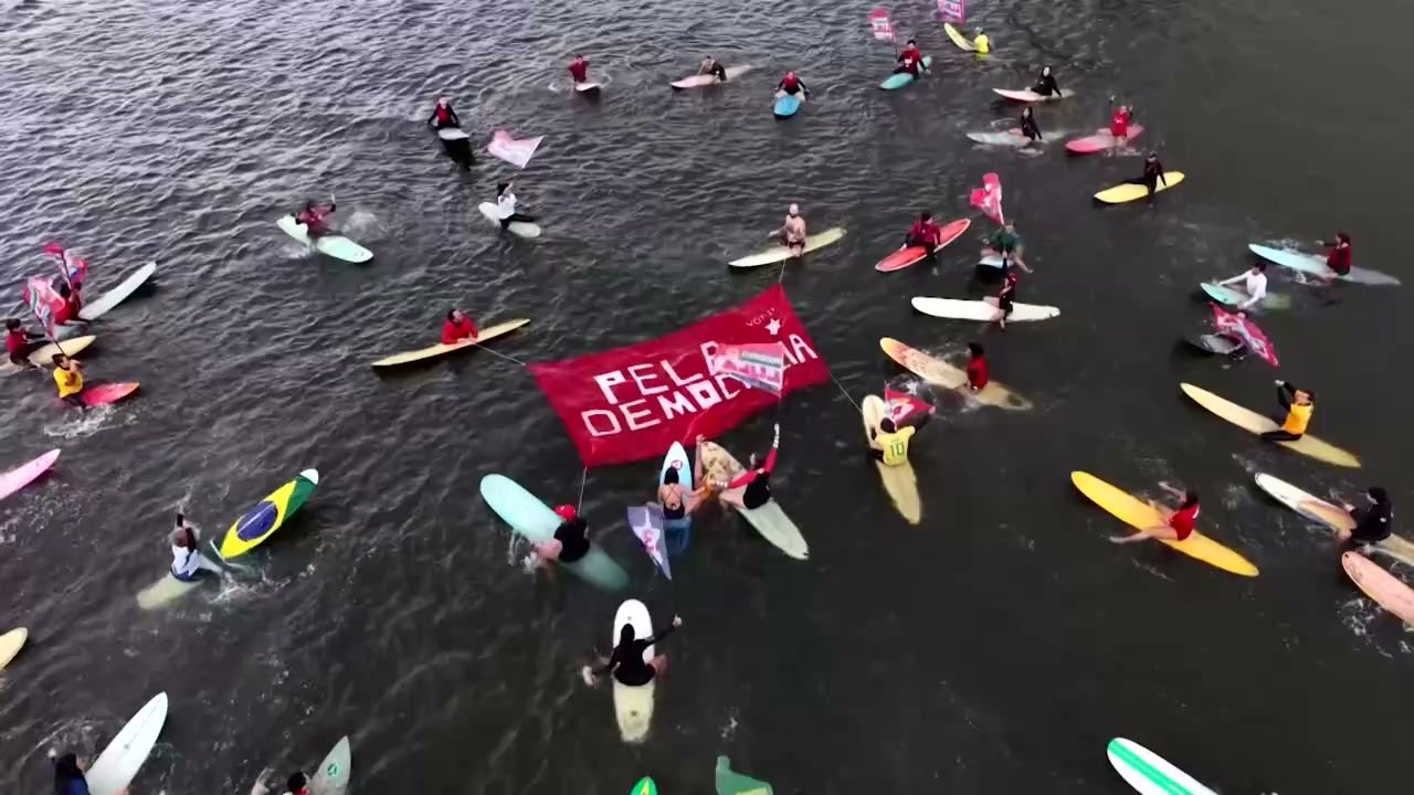 Brazilian surfers gather to ride the 'democracy' wave ahead of runoff