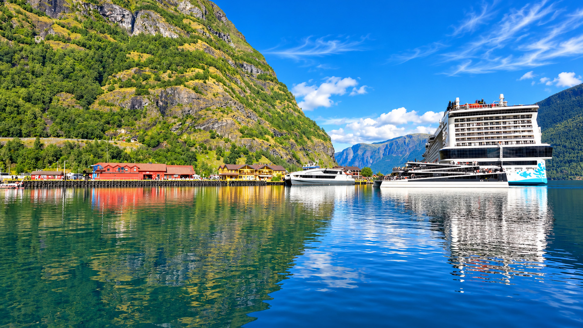 Flåm Norway from village streets to fjord views (4K)