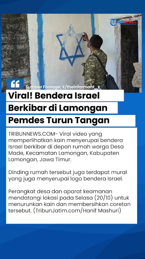 Mural kontroversial dan kain mirip bendera Israel gegerkan Lamongan ...
