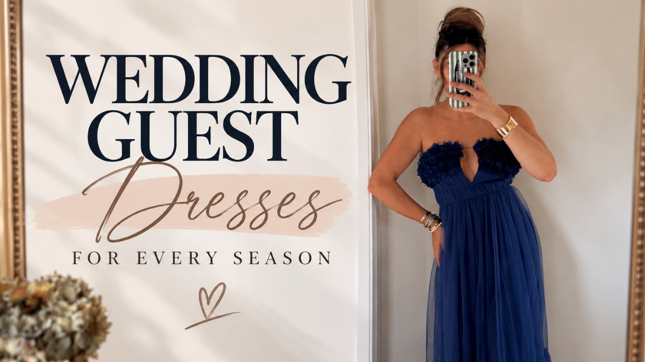 Elegant wedding guest outfits for every season