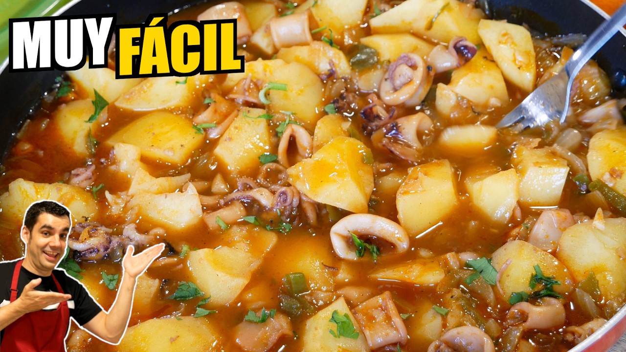 Calamares guisados con patatas fáciles y deliciosos