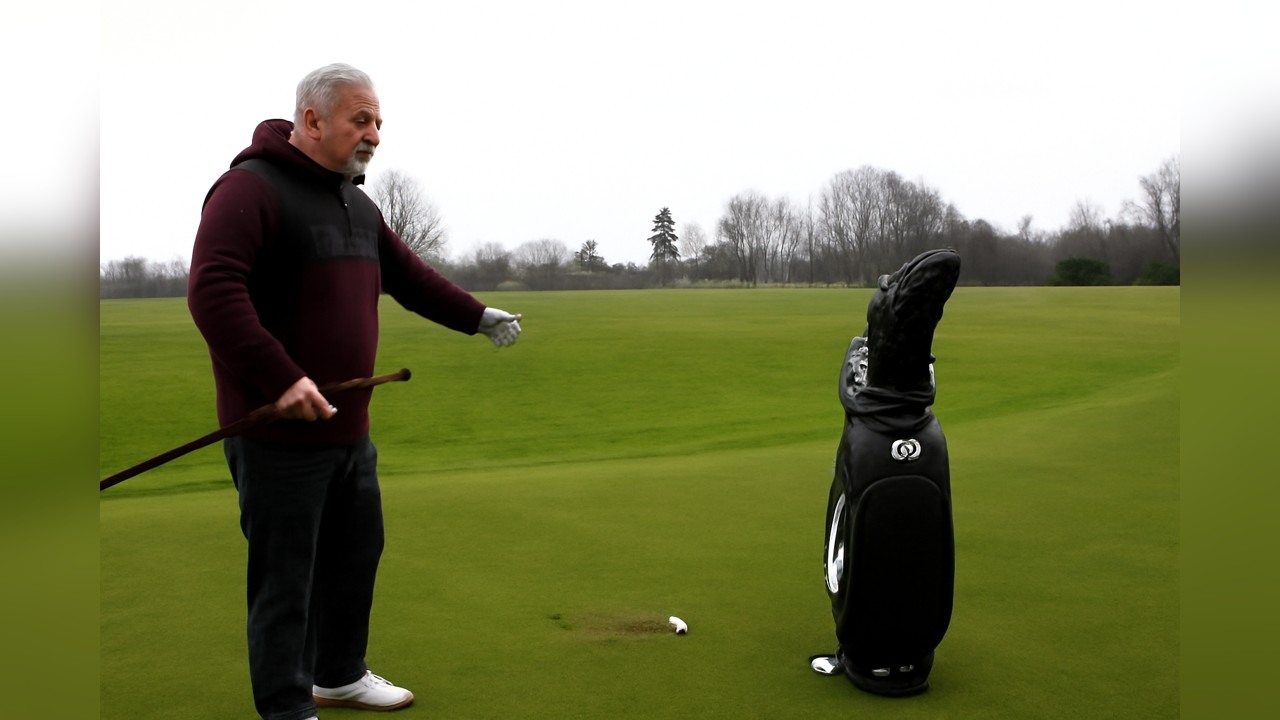 Alistair Davies uses an alignment rod to improve ball-first contact