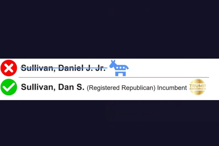 Trump accuses Dems of 'scam' in Senate race with two Dan Sullivans