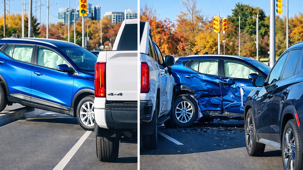 One wrong turn at an intersection leads to a multi-car collision