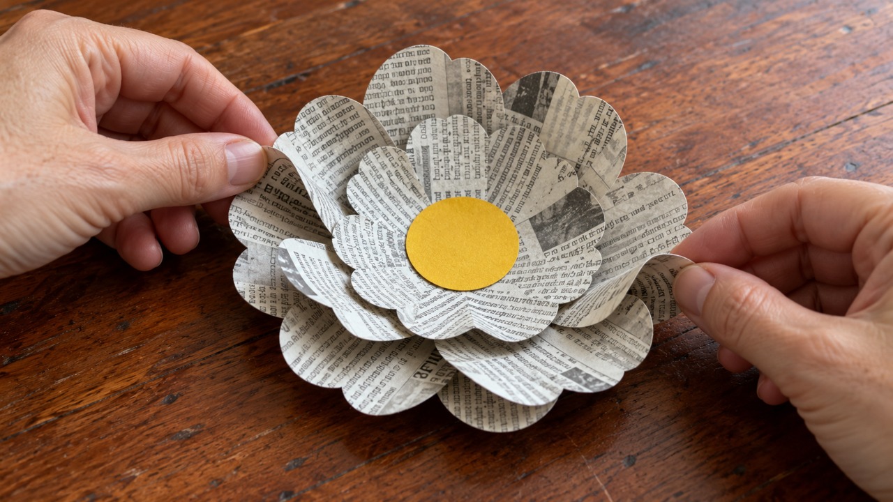 How do you make flowers from newspaper?