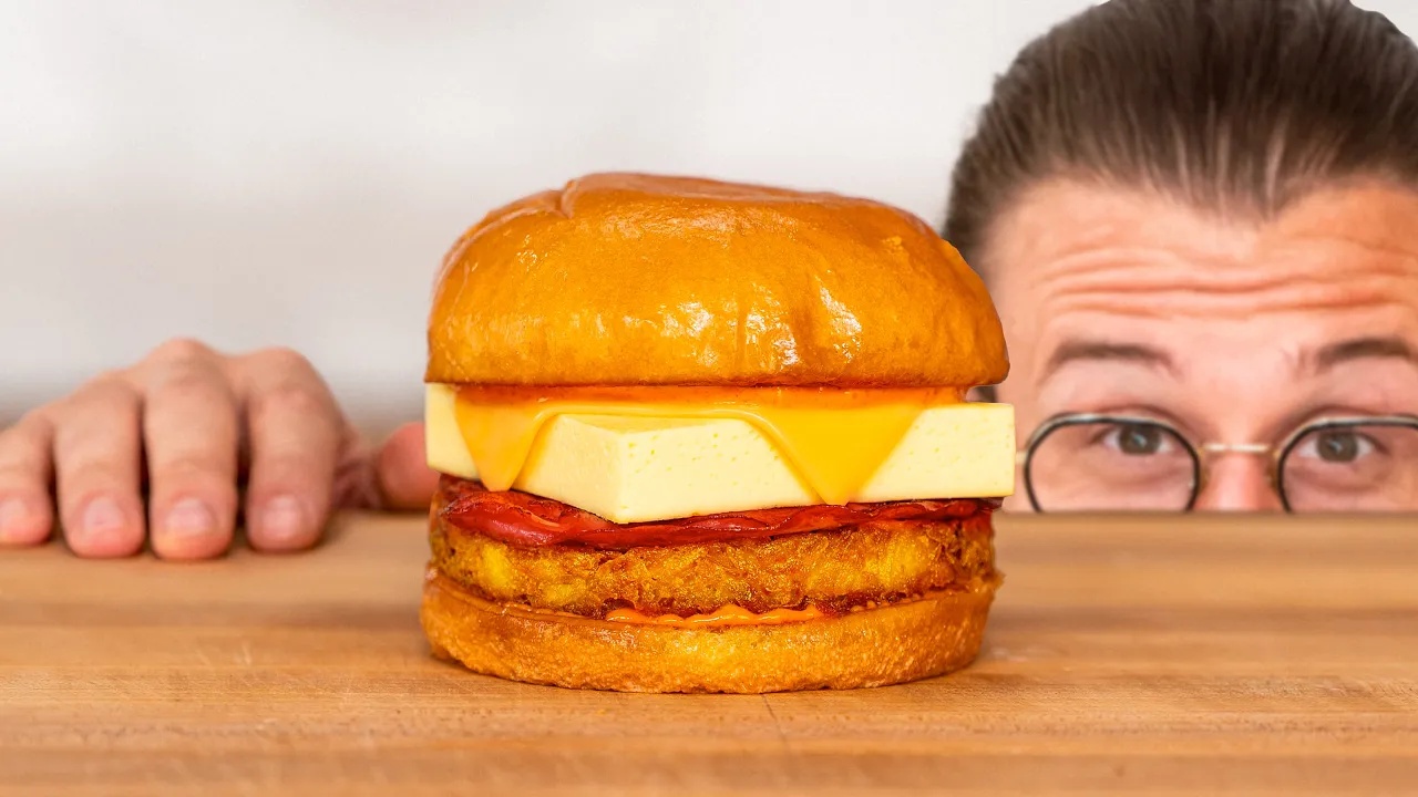 Making a fully loaded breakfast sandwich with all the classic ingredients