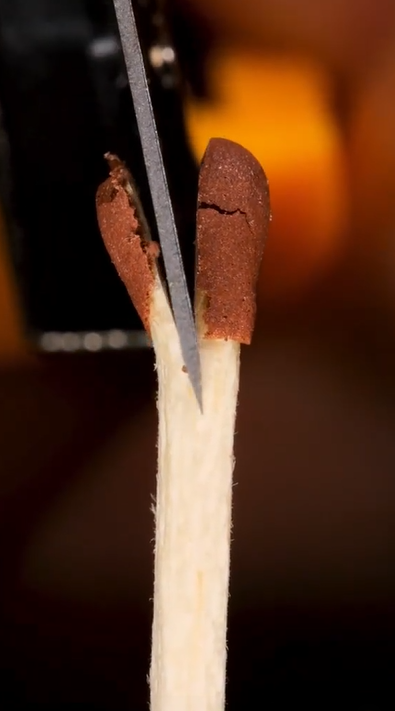 What happens when a matchstick breaks up close