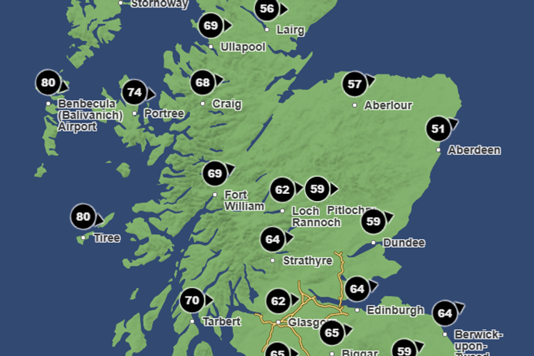 Storm Beolo to blast Scotland this weekend as MET Office warns of 80mph ...