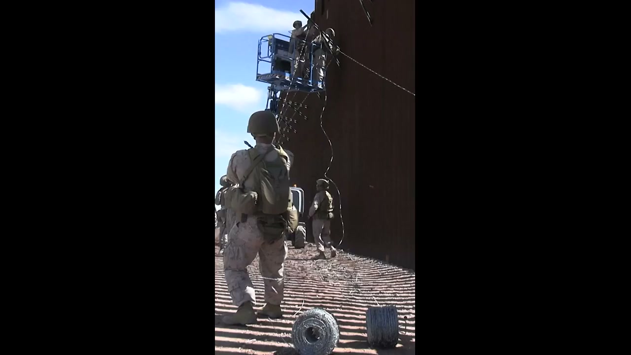 Combat engineer Marines reinforce Arizona border wall