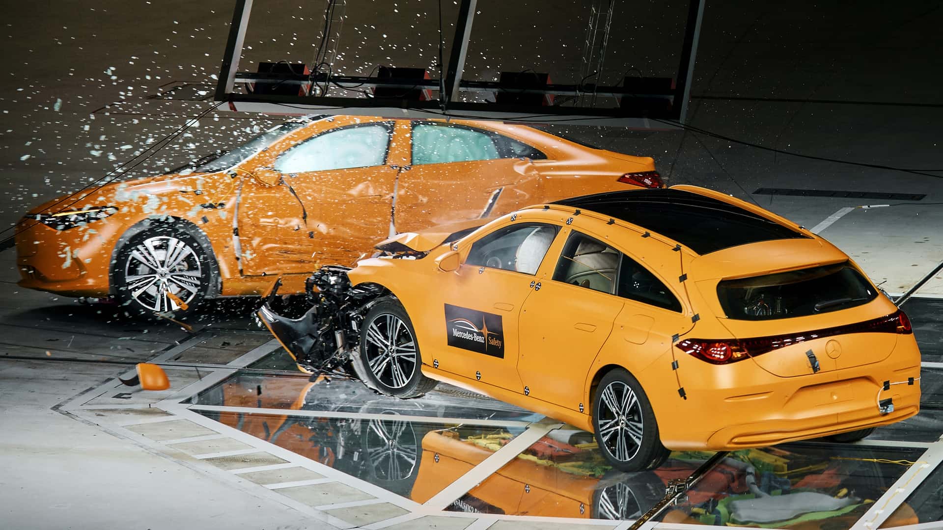 Mercedes t bones two CLA models in a brutal safety test