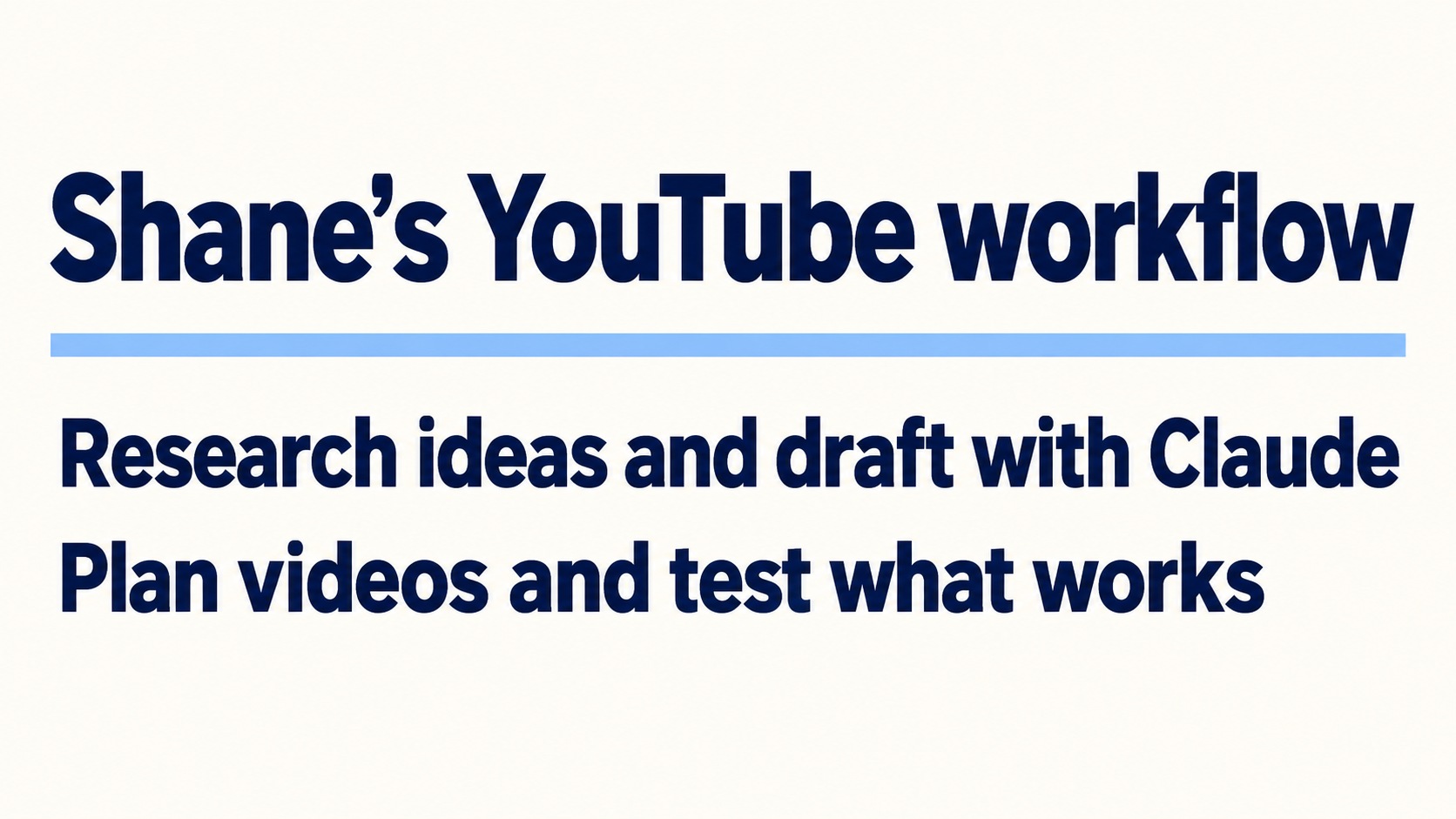 Shane’s YouTube workflow: Researching ideas, using Claude and planning ...