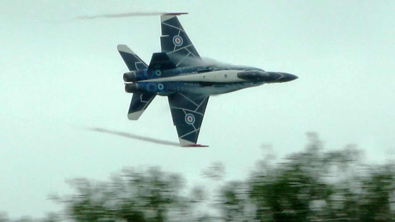 Canadian CF-18 Hornet takes to the sky in a blue paint scheme built to ...