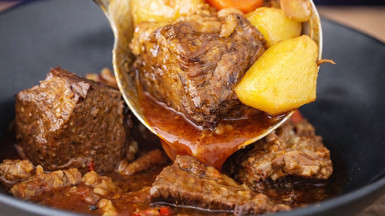 Combining two cuts of beef in one slow-cooked recipe for tender results