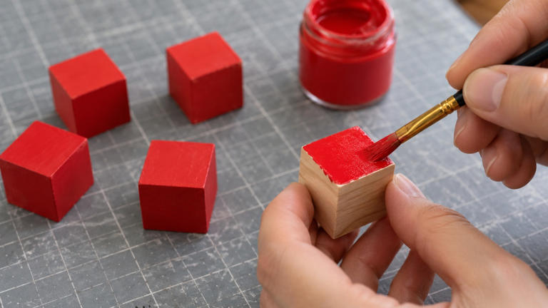 How to make your own pixel art with paint and wooden blocks