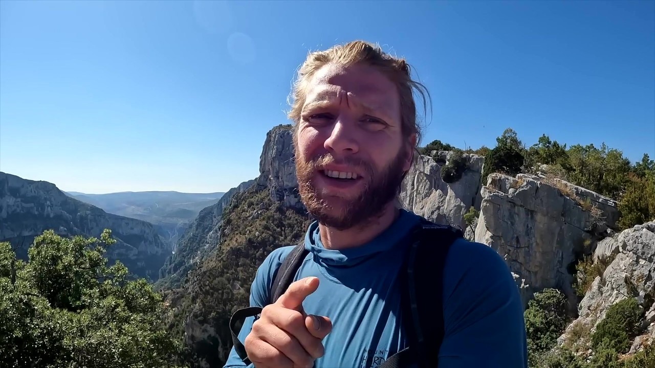 Climbers ascend limestone walls in France's Verdon Gorge