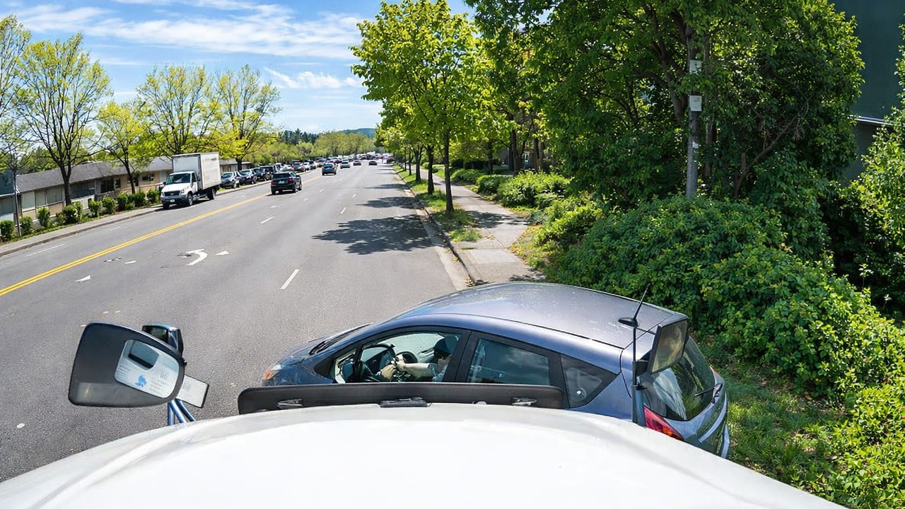 One bad right turn forces a truck to swerve into another vehicle
