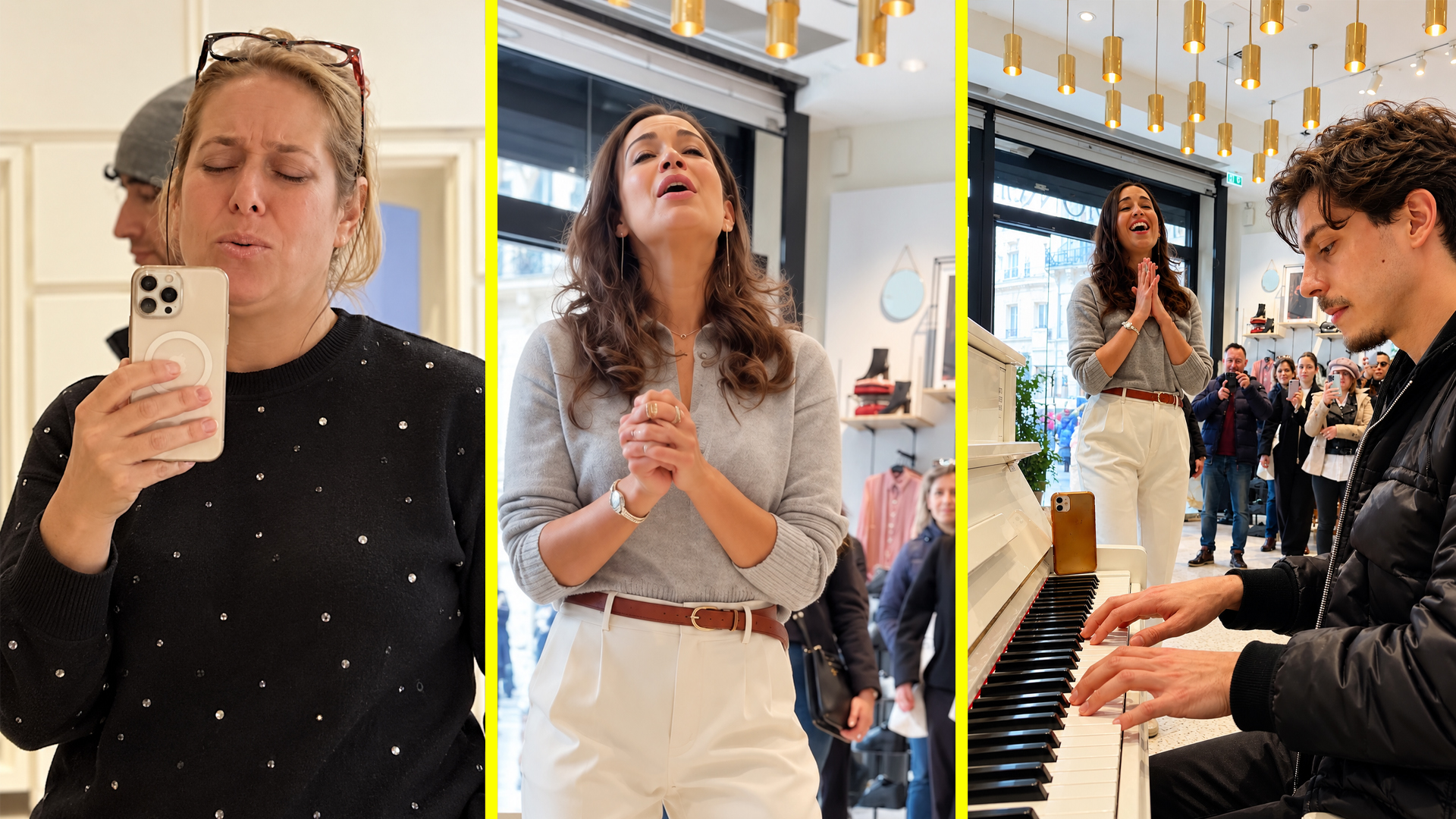 Unsuspecting mall crowd stunned as opera singer joins public pianist
