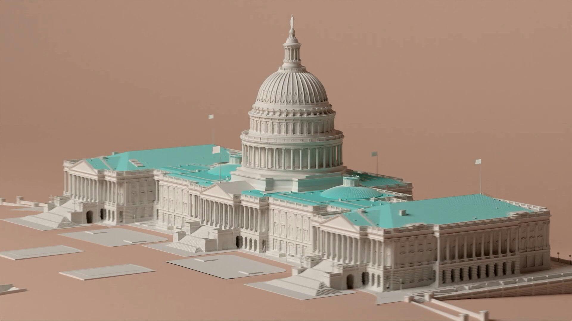 3D animation: The US Capitol (no text)