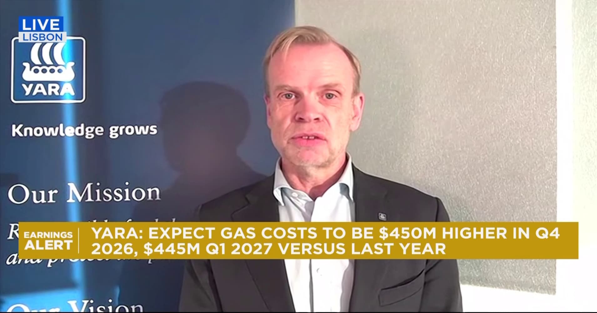 Yara CEO: Spiraling European energy prices 'simply not good enough'