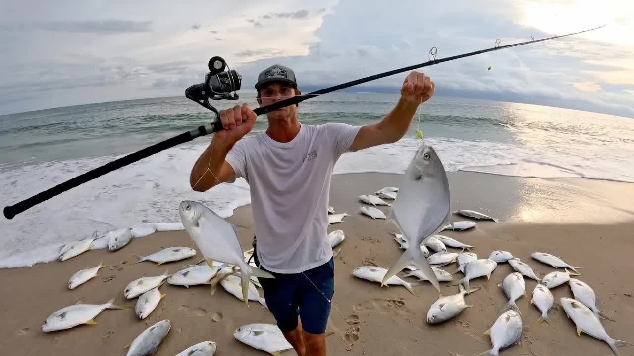An angler prepares fishing gear for pompano season