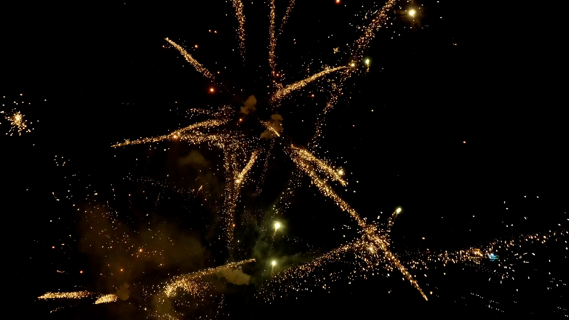 New Year's fireworks display captured by first-person view drones