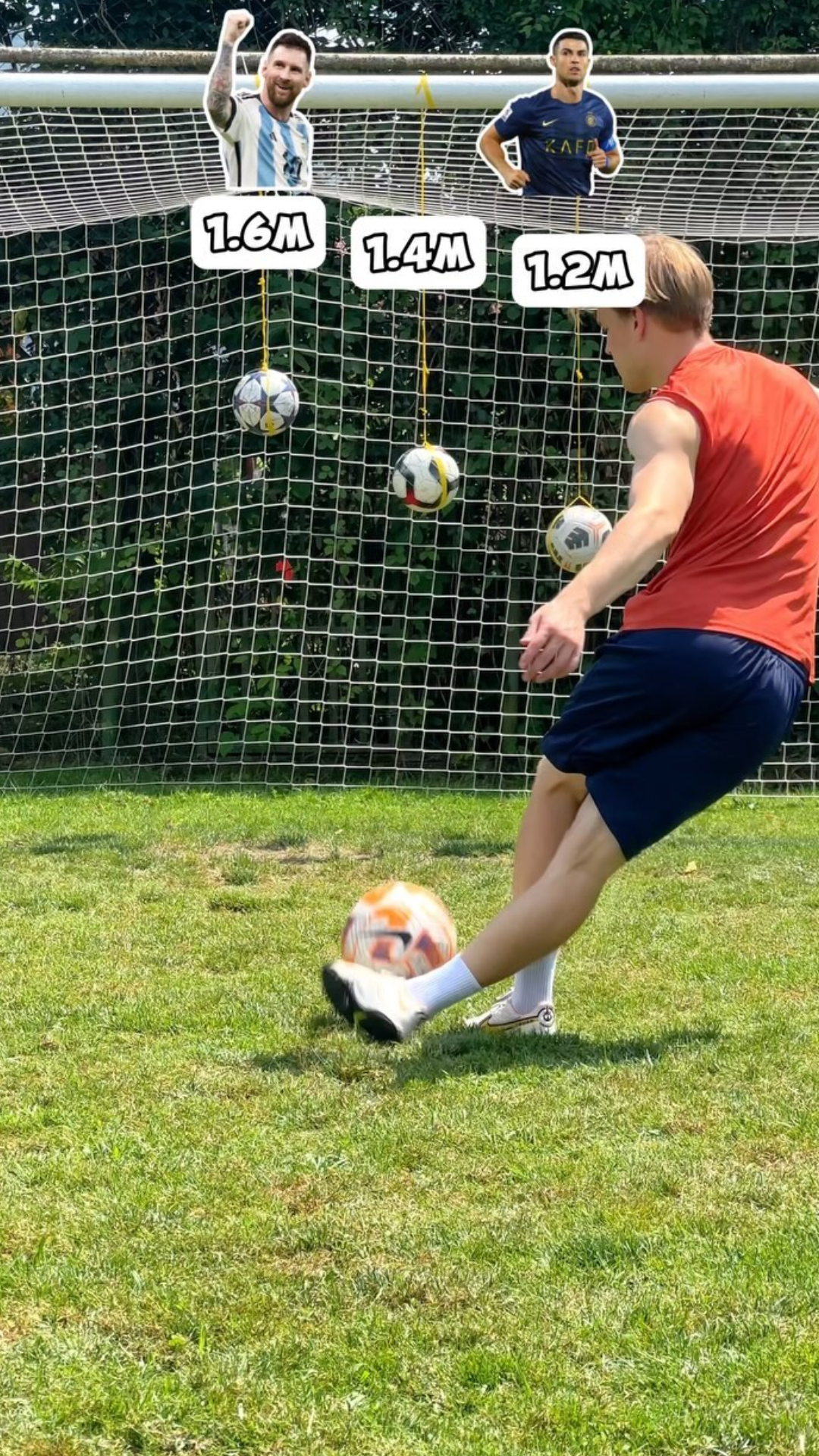 The skill behind hitting footballs at different heights