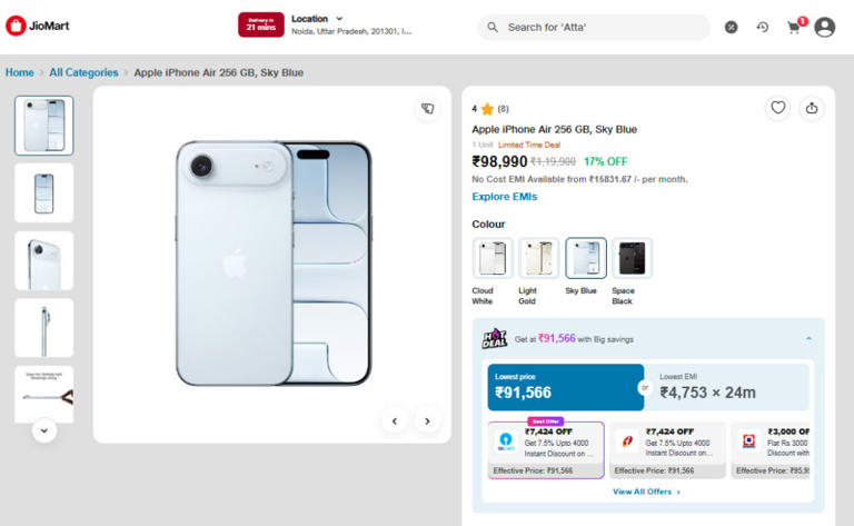 iPhone Air price drop: Get Apple device in minutes with over RS 50,000 ...