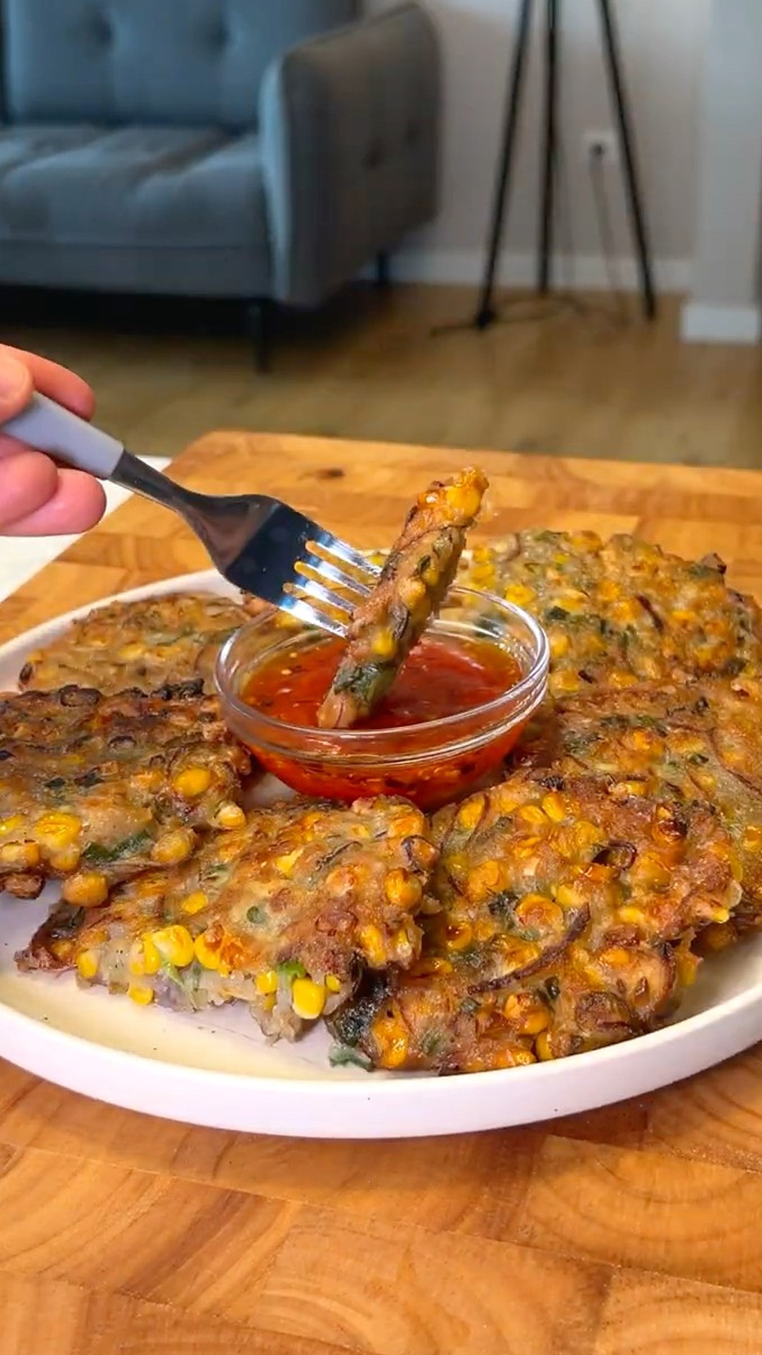 Crispy corn fritters made with simple ingredients