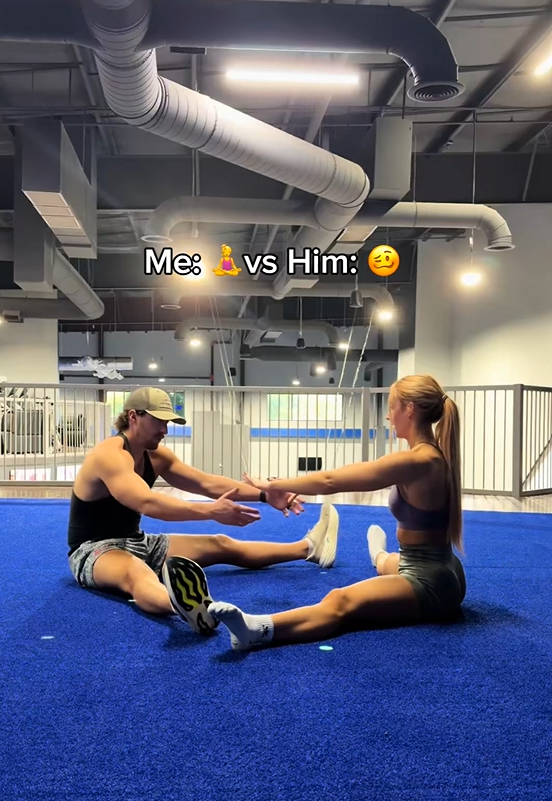 Partner stretching challenge for better flexibility