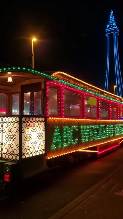 Illuminated tram is part of Lightpool