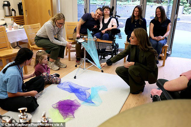 Kate means business! Royal teams hard hat with Victoria Beckham power ...