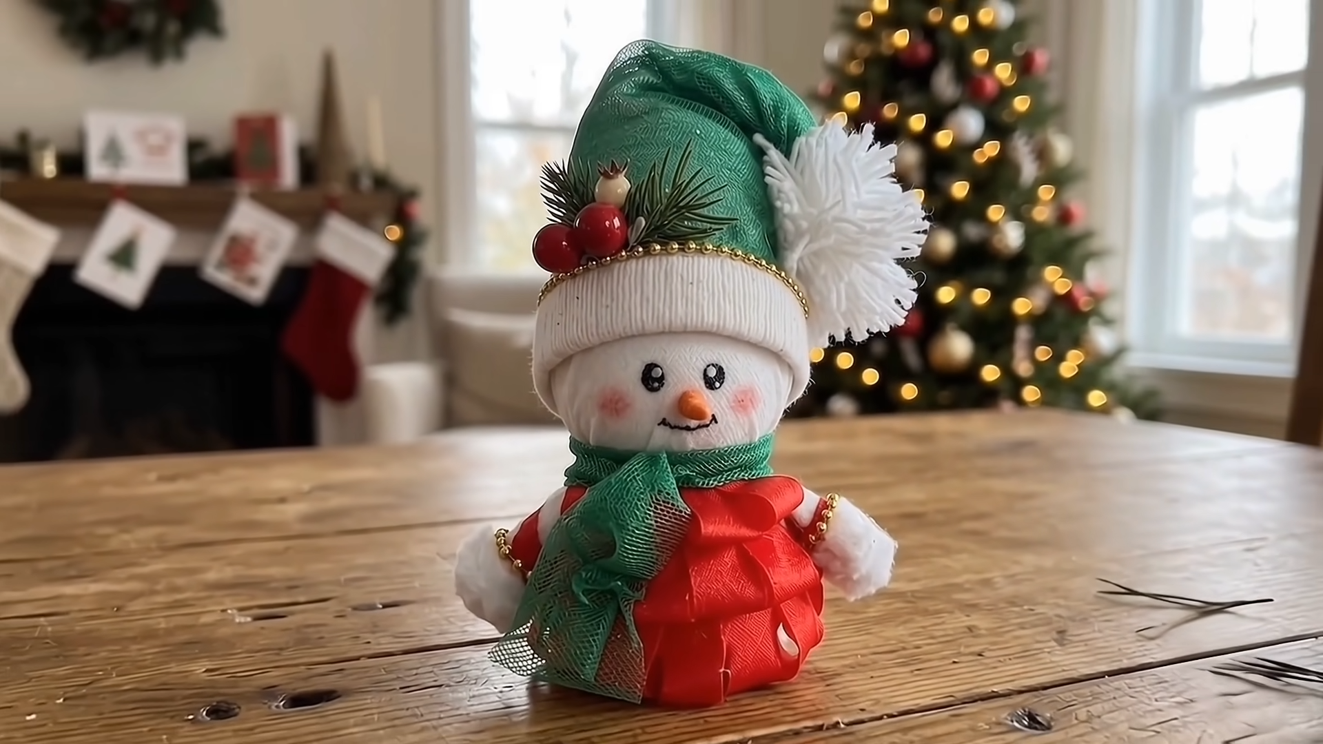 How wrapped cotton and styrofoam become a snowman decor