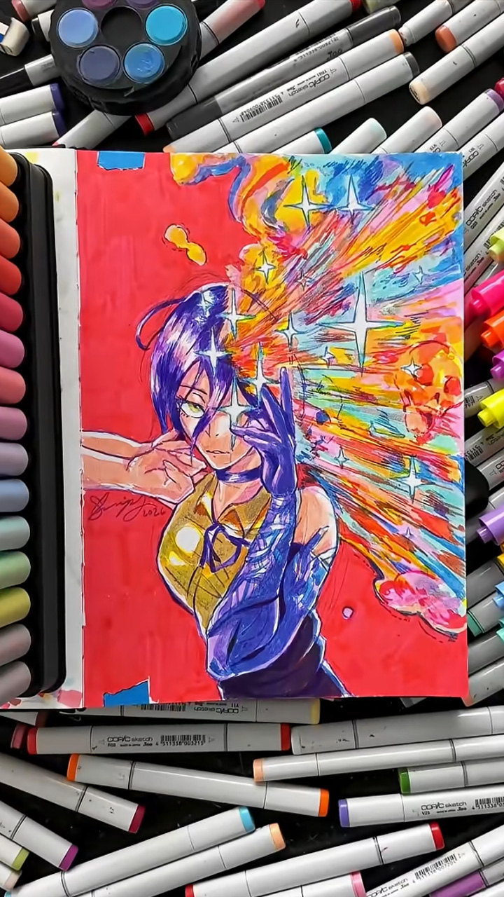 Drawing a full artwork using only highlighters