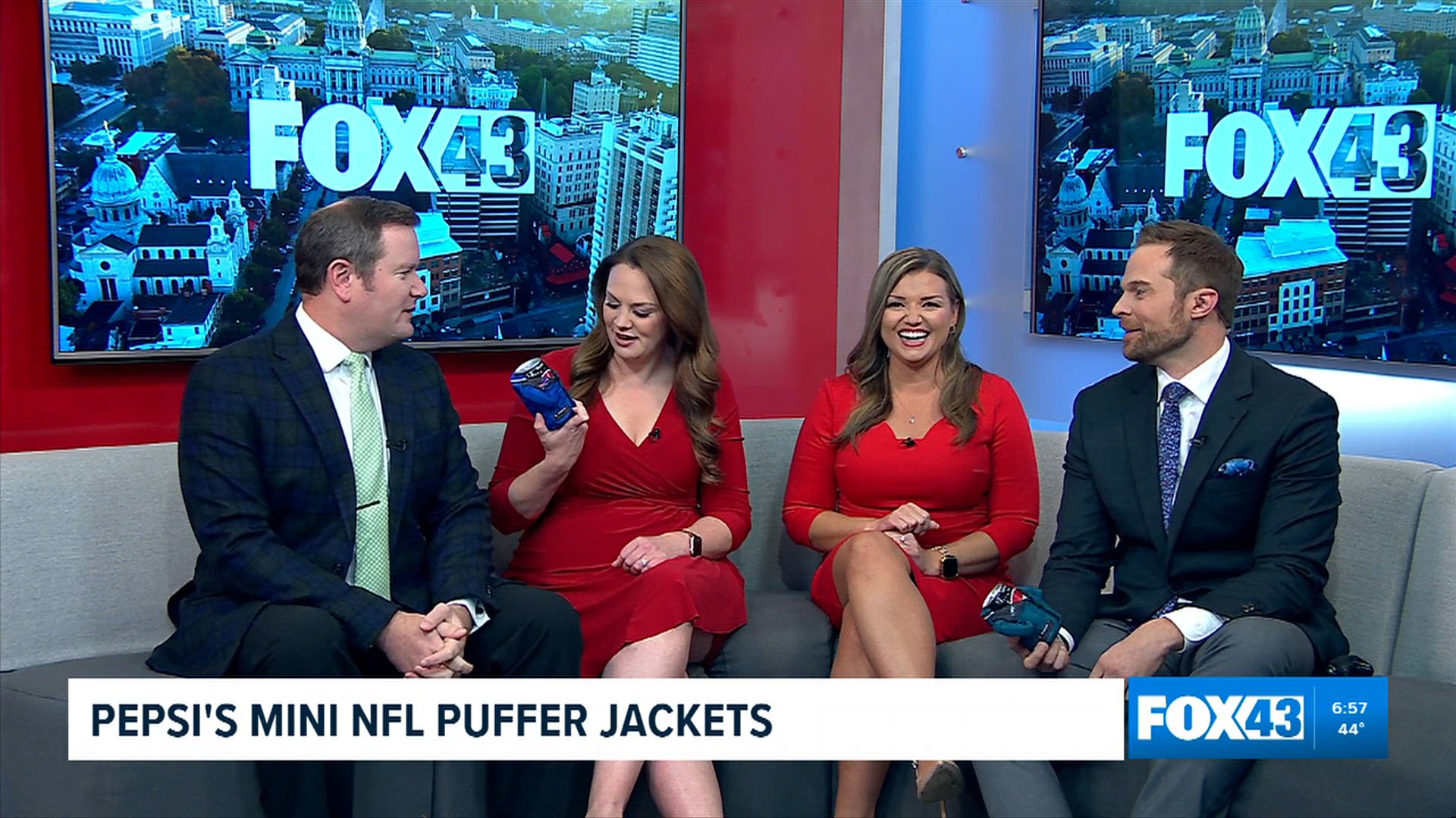Pepsi's mini NFL puffer jackets get a tryout on FOX43 Morning News