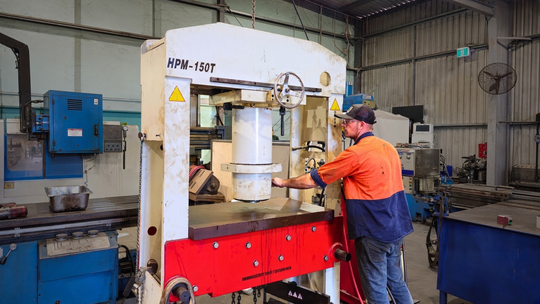 Straightening bent metal with a hydraulic press