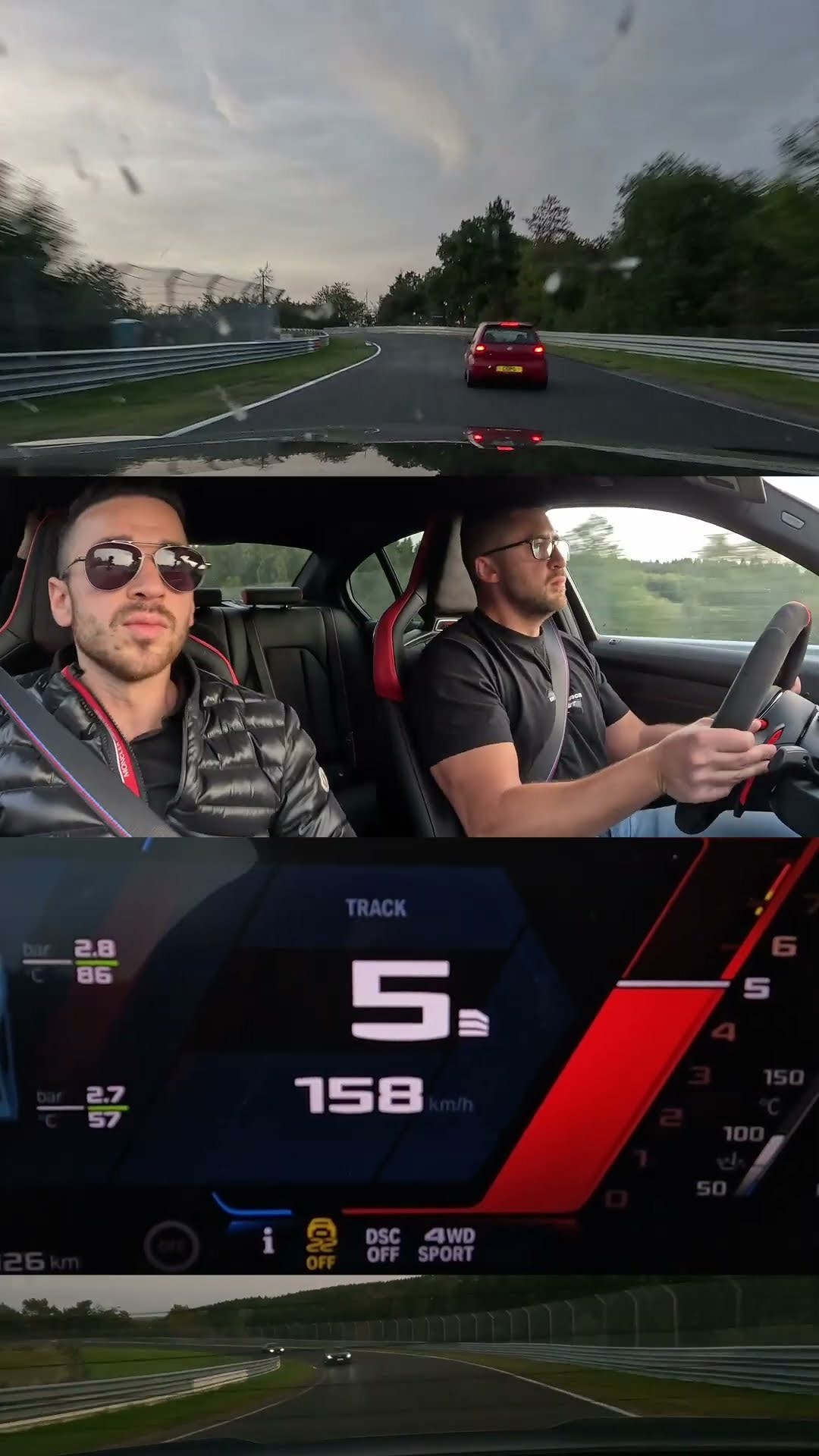 Onboard BMW M3 CS navigating busy Nürburgring traffic