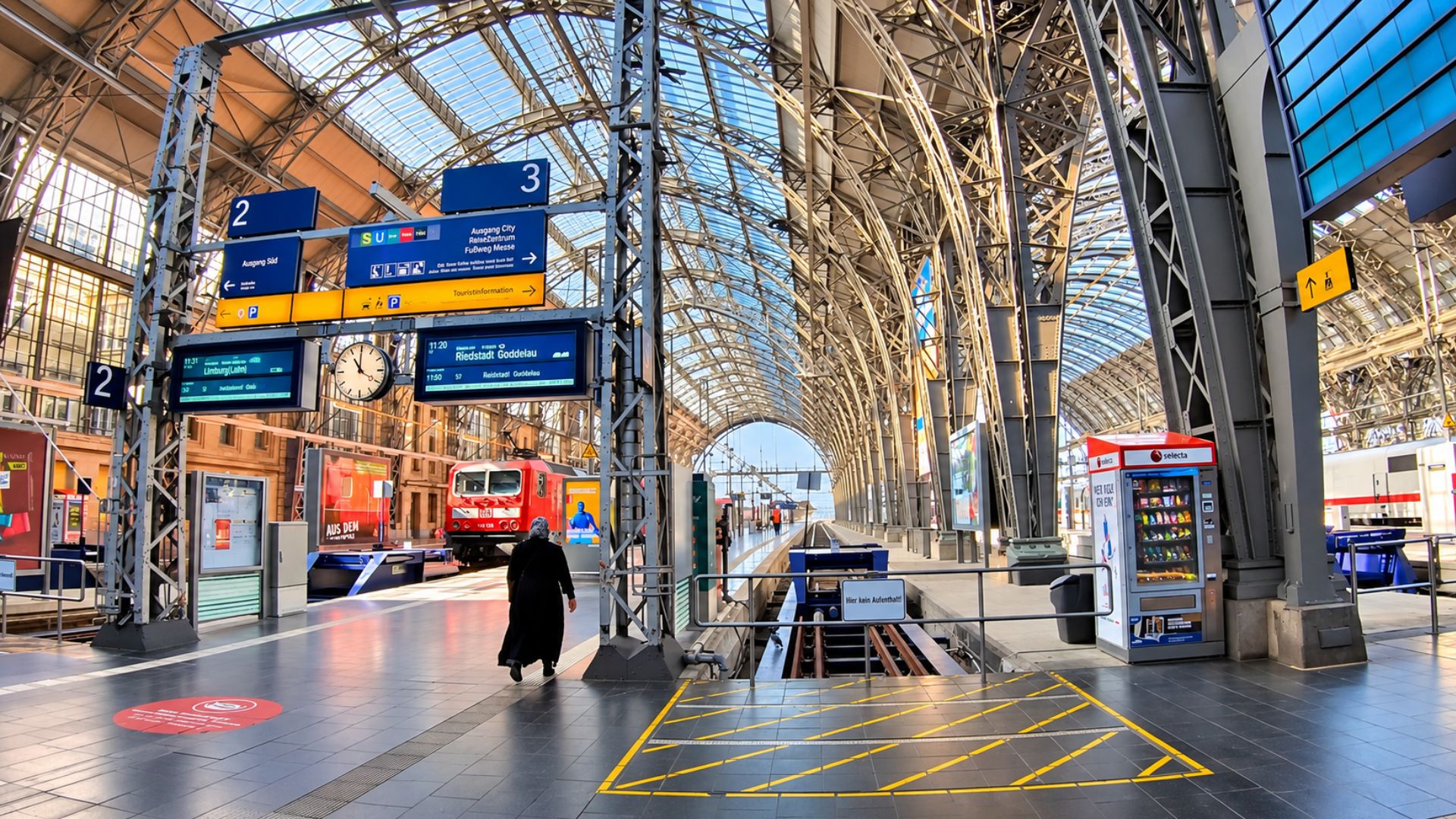 Where historic architecture meets modern rail travel in Frankfurt (4K)