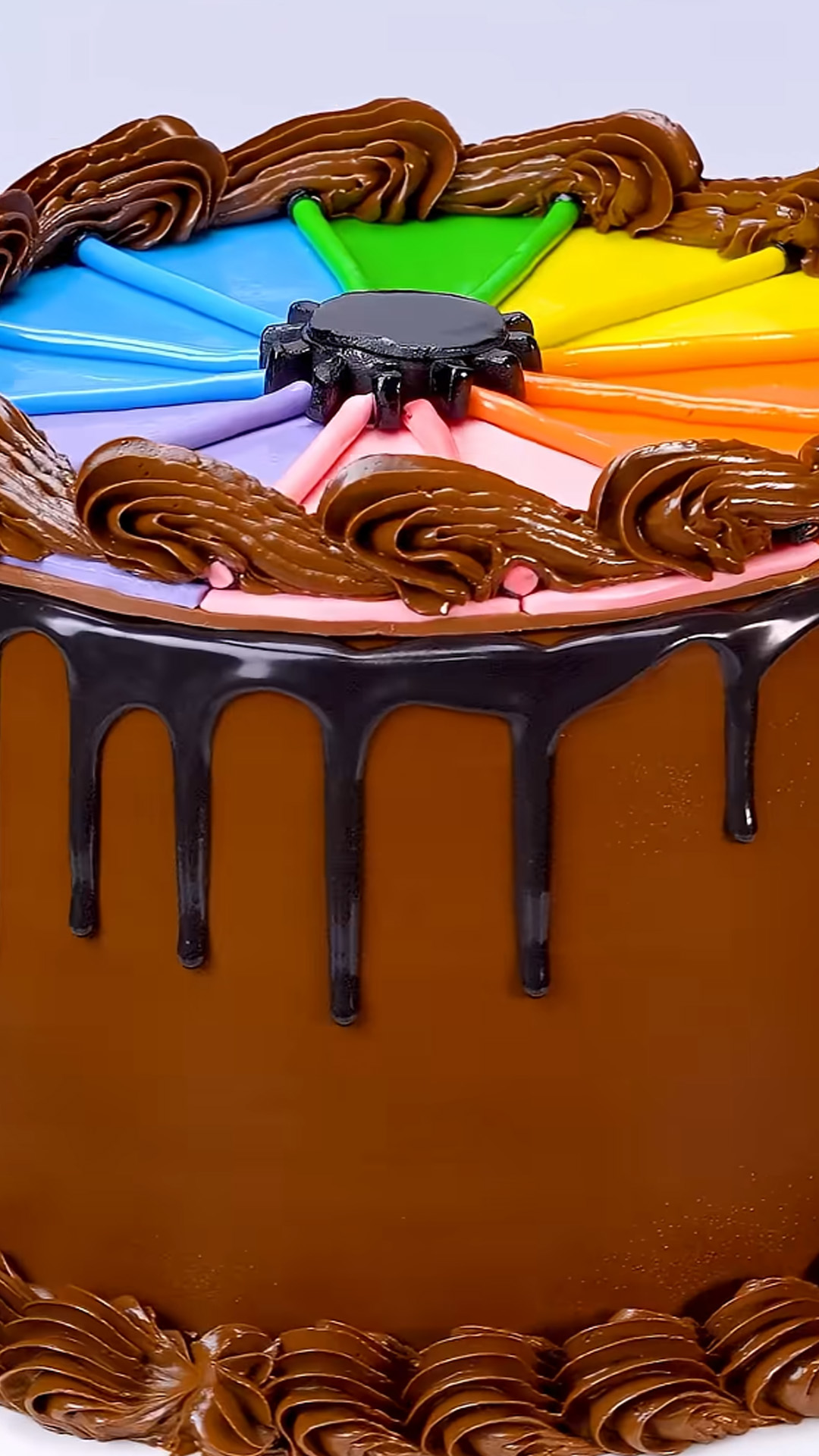 Rainbow cake decorating and drip cake design