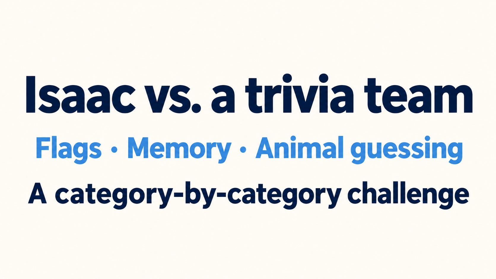Isaac faces a team in flags, memory and animal guessing