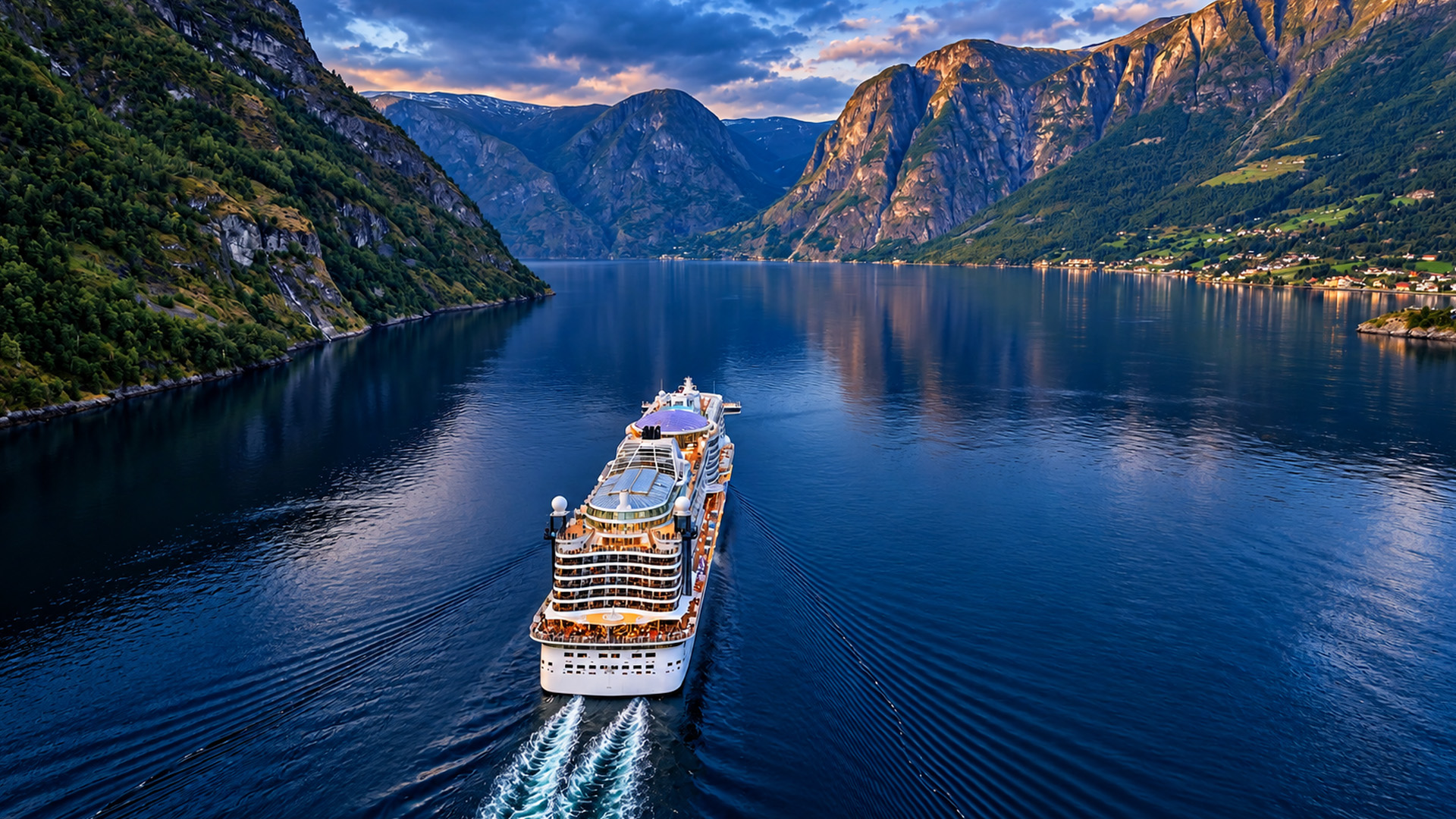 Los cruceros se adentran en el fiordo para llegar a Flåm