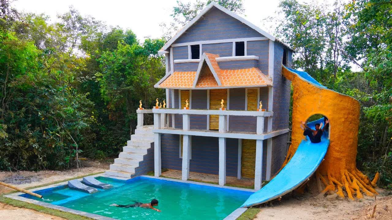 A team spends 120 days on an underground house with a water slide and pool