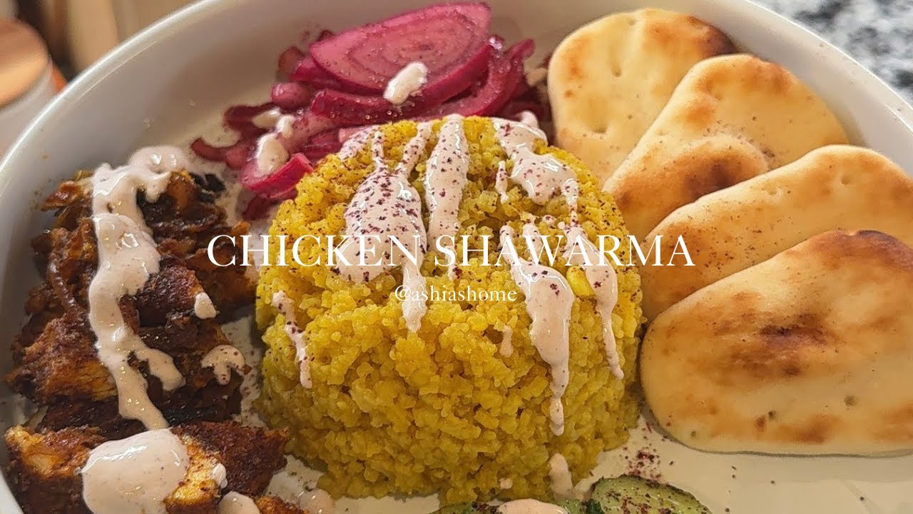 Sheet pan chicken shawarma bowls for an easy flavor packed dinner